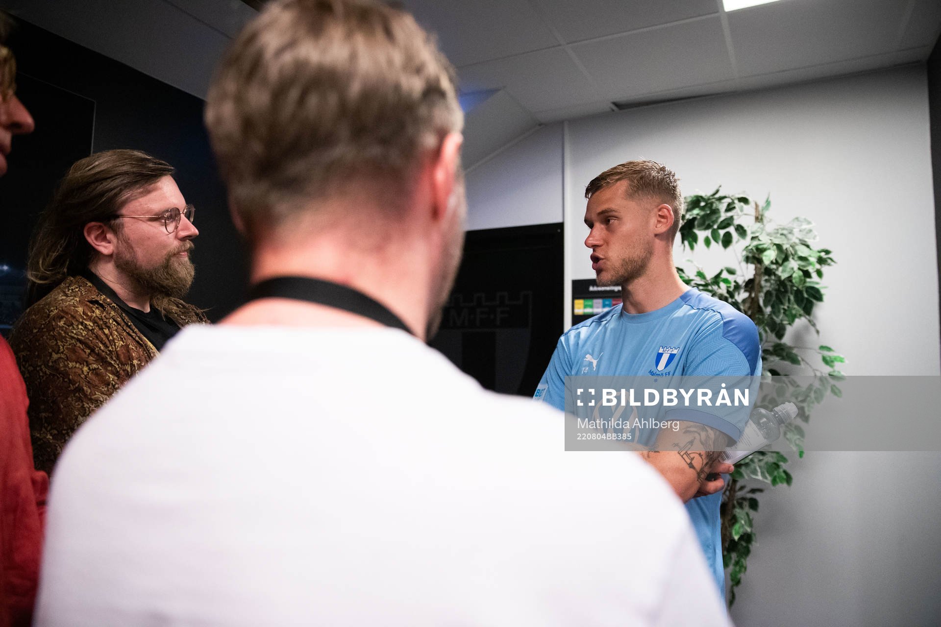 Felix Beijmo of Malmö FF in mixed zone after the UEFA Europa League qualification match between Malmö FF and Diddeleng on August 4, 2022 in Malmö. 