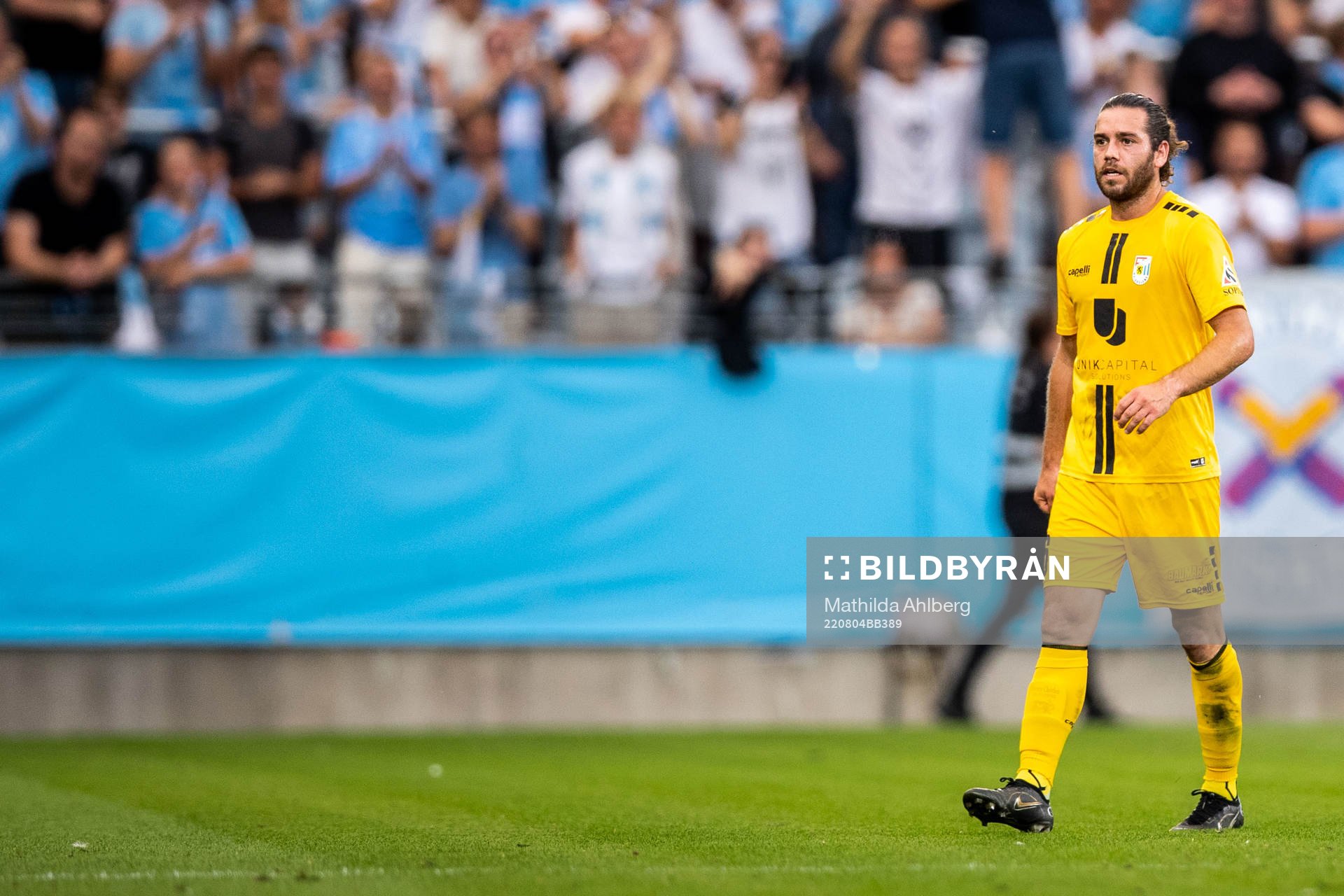 Charles Morren of Diddeleng looks dejected after reciwing a red card during the UEFA Europa League qualification match between Malmö FF and Diddeleng on August 4, 2022 in Malmö.