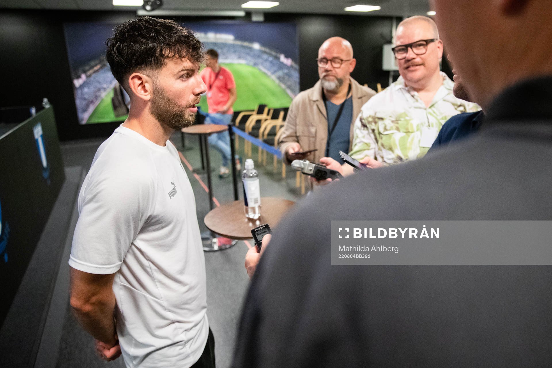 Erdal Rakip of Malmö FF in mixed zone