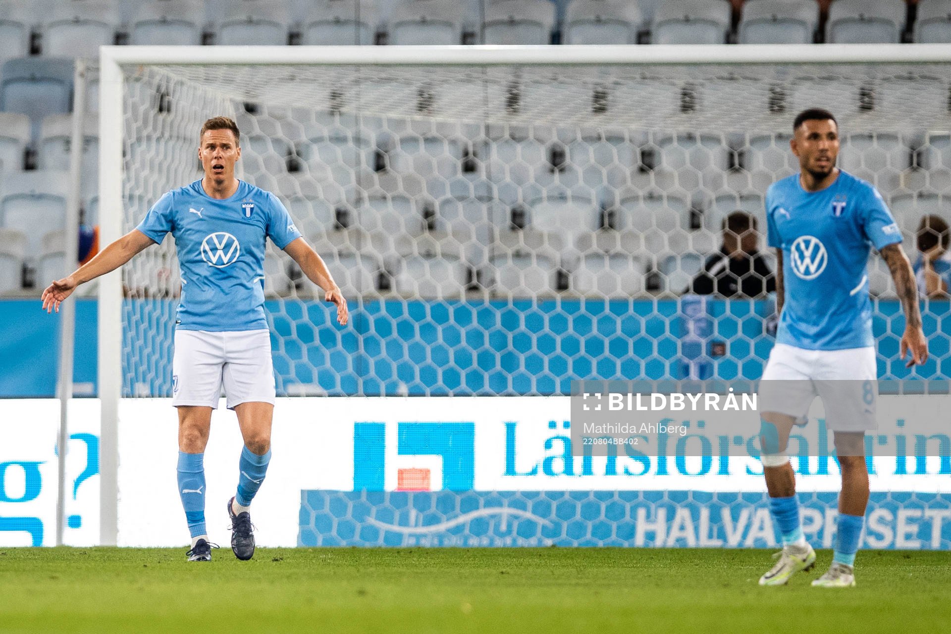 Niklas Moisander and Sergio Pena of Malmö FF