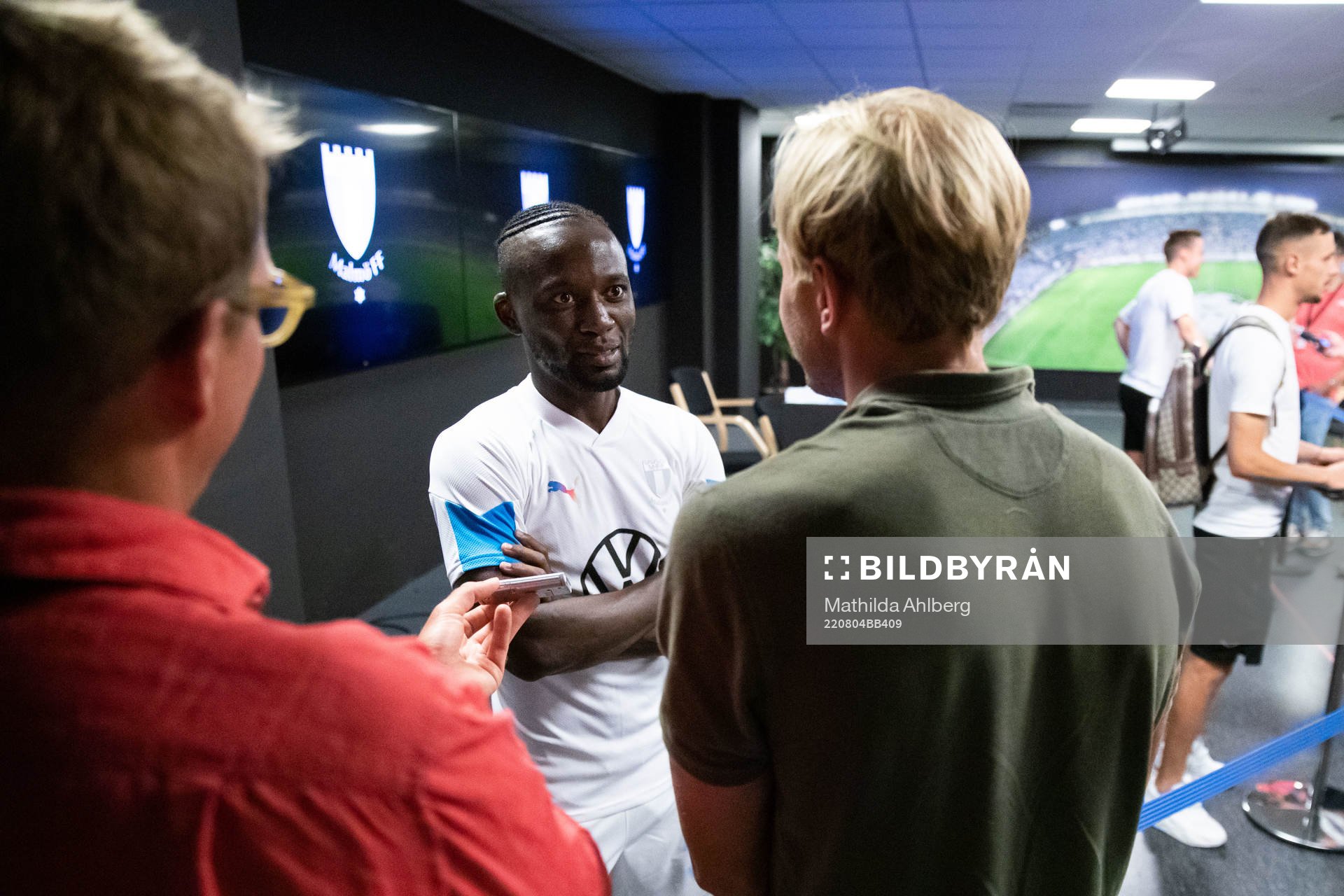 Muhamed Buya Turay of Malmö FF in mixed zone