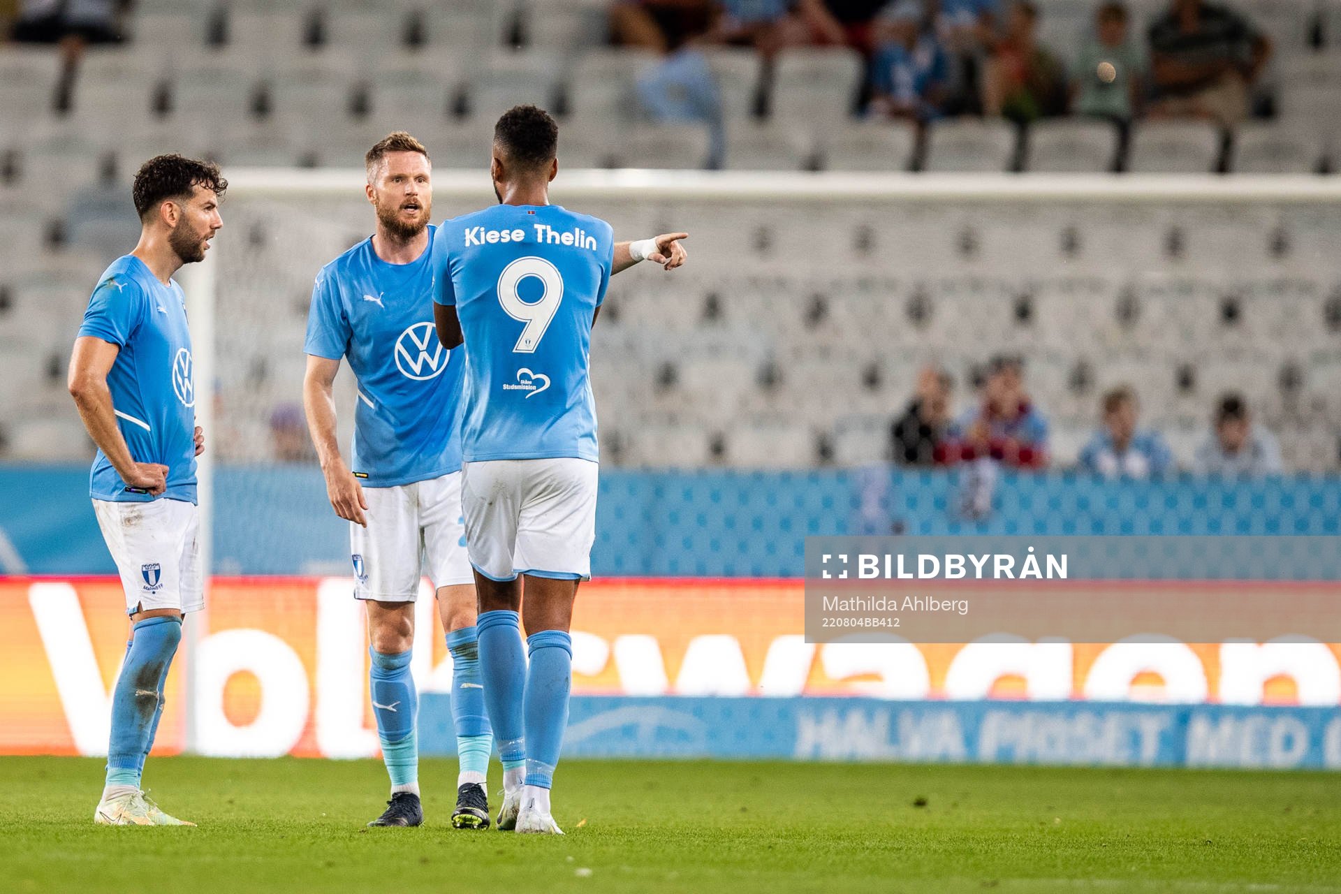 Erdal Rakip and Lasse Nielsen of Malmö FF during the UEFA Europa League qualification match between Malmö FF and Diddeleng on August 4, 2022 in Malmö.