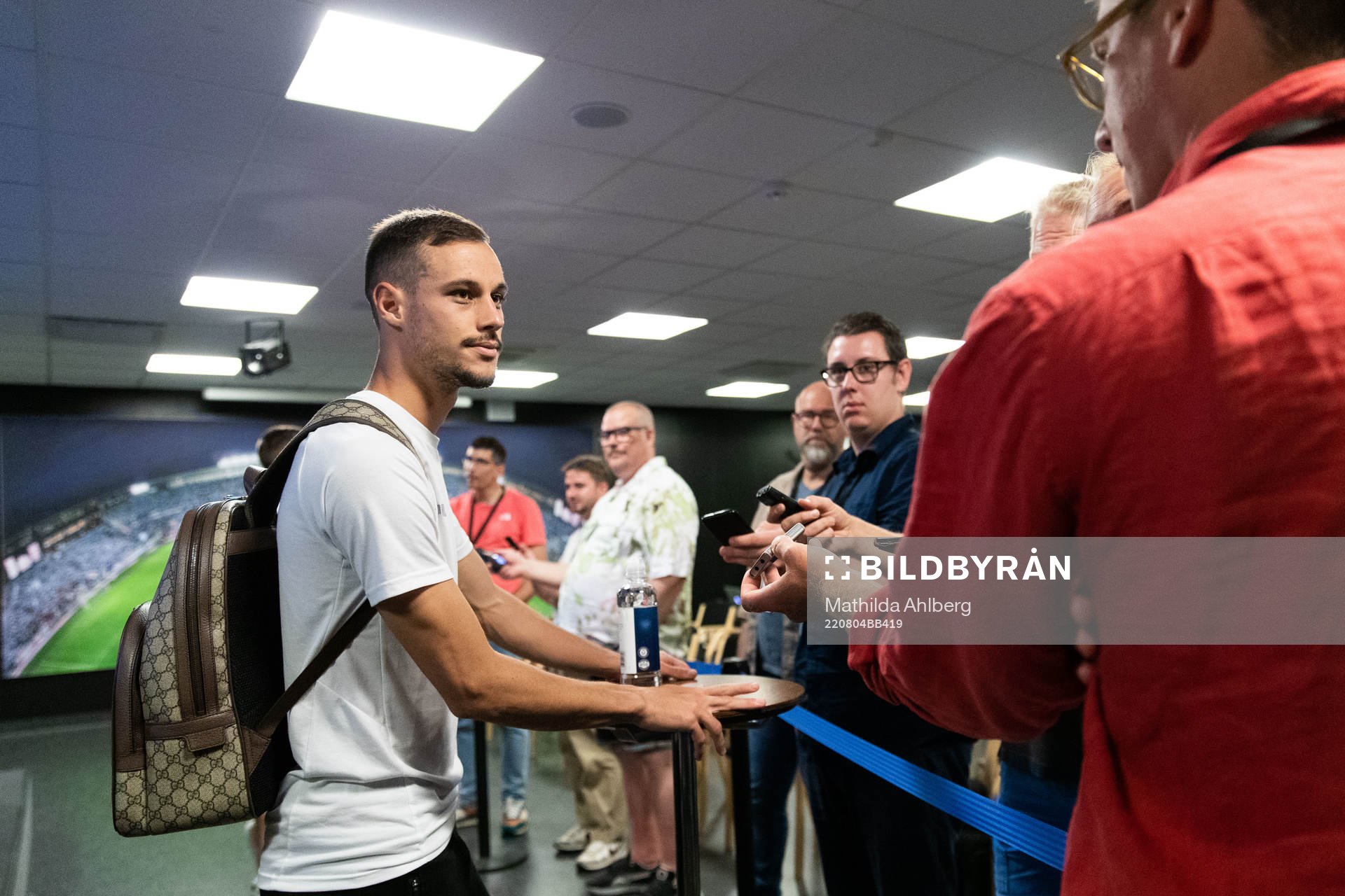 Veljko Birmancevic of Malmö FF in mixed zone