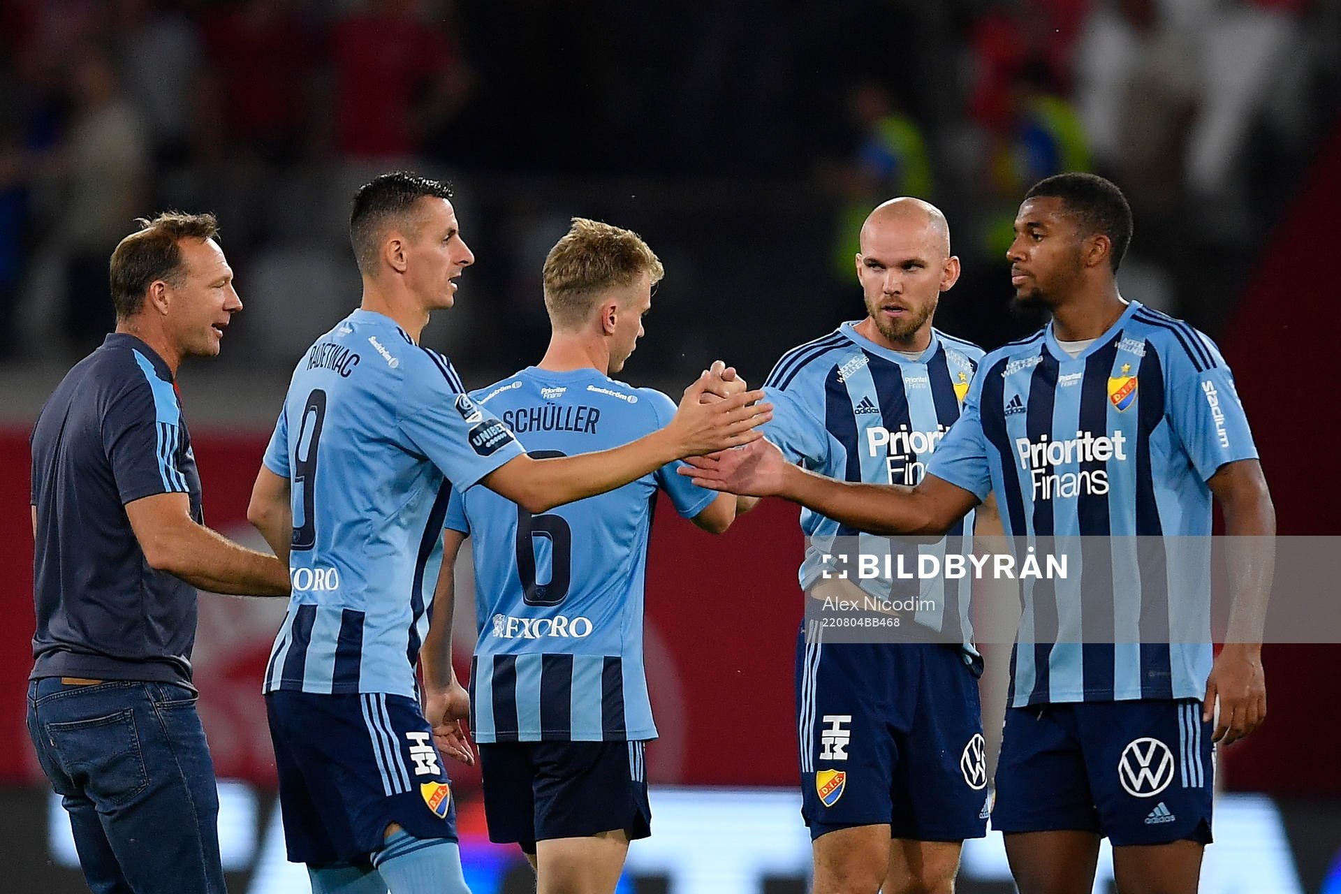 Haris Radetinac and Isak Hien of Djurgården celebrate