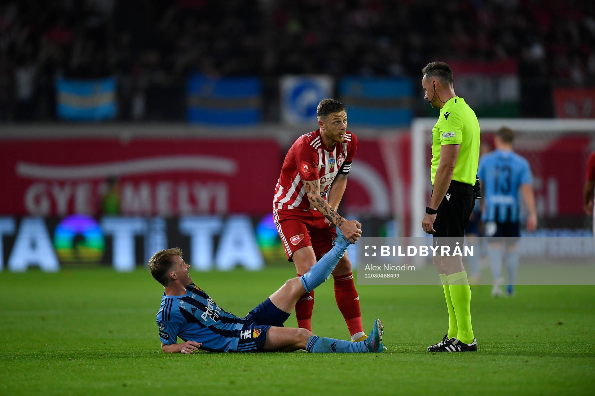 Rasmus Schüller of Djurgården in pain
