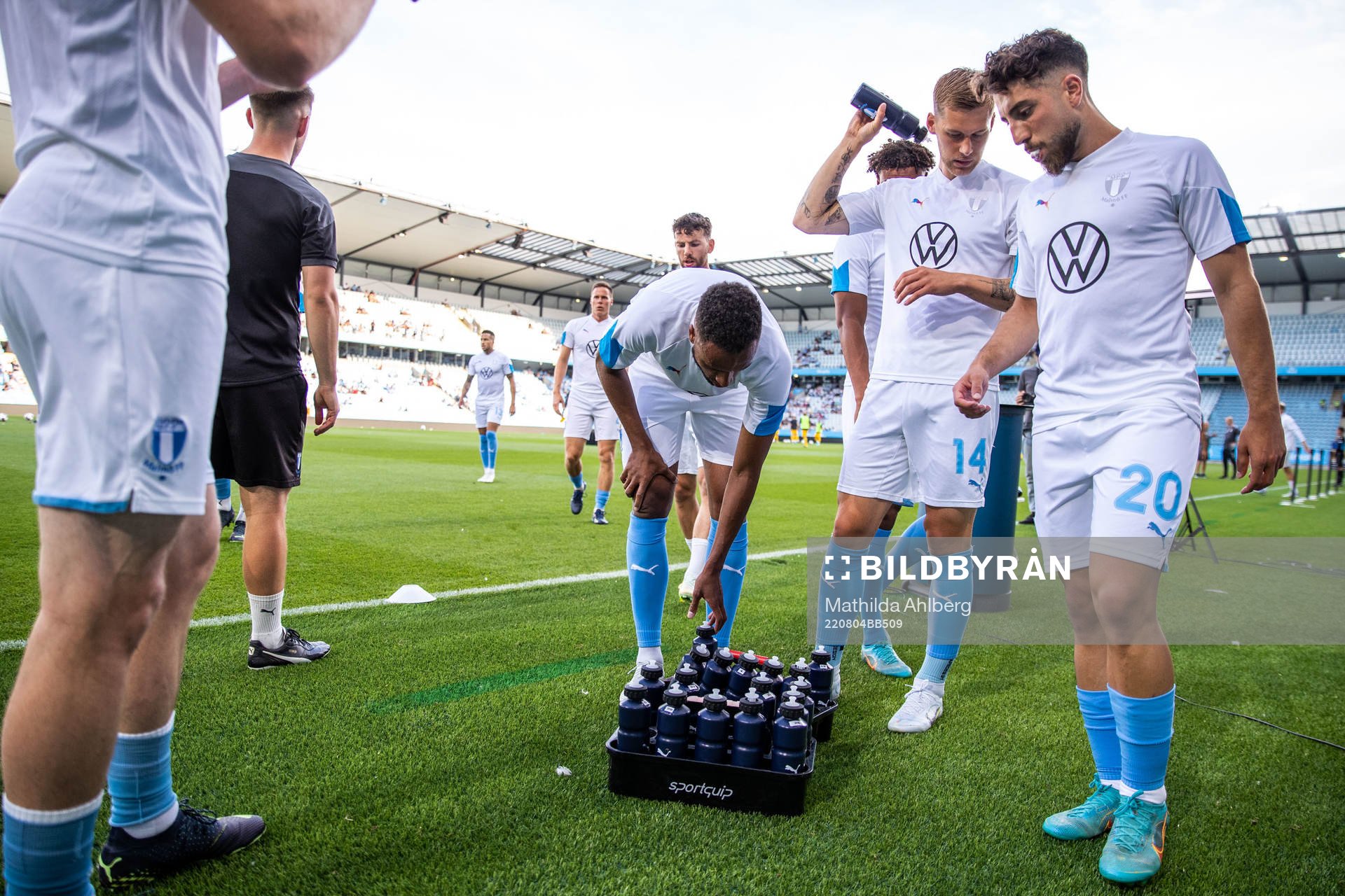 Players of Malmö FF ahead of the UEFA Europa League qualification match between Malmö FF and Diddeleng on August 4, 2022 in Malmö. 
