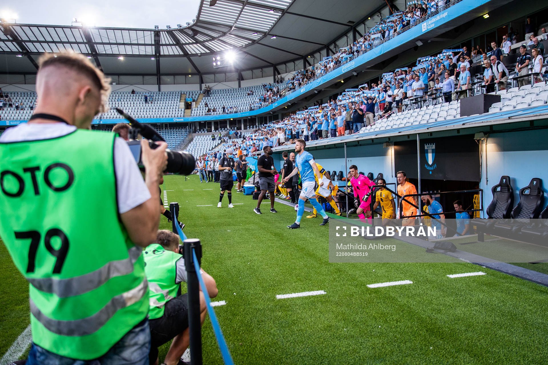 Players of Malmö FF ahead of the UEFA Europa League qualification match between Malmö FF and Diddeleng on August 4, 2022 in Malmö. 