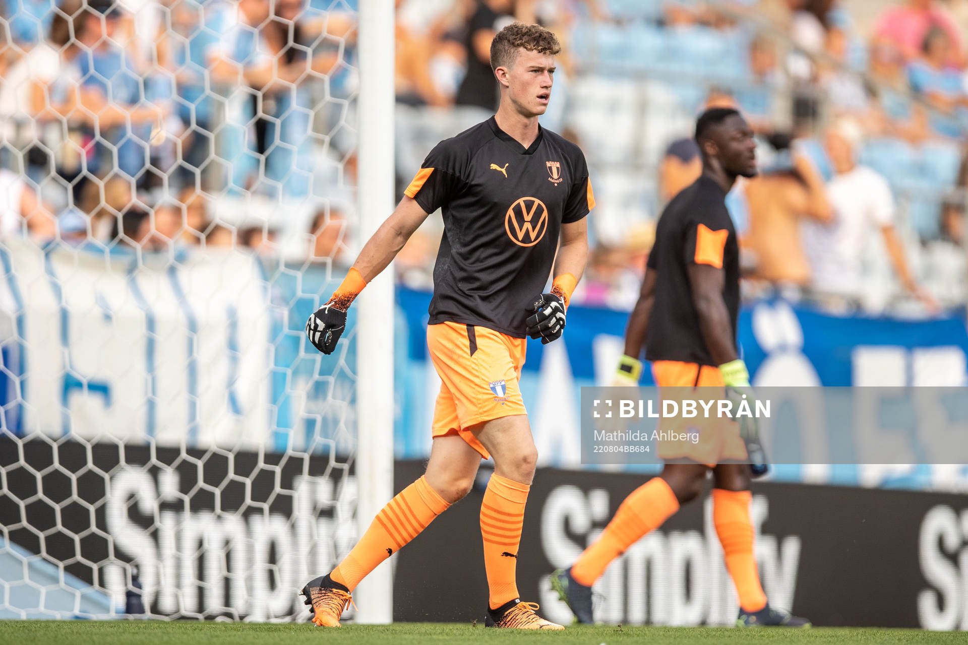 Goalkeeper Viktor Andersson of Malmö FF ahead of the UEFA Europa League qualification match between Malmö FF and Diddeleng on August 4, 2022 in Malmö.
