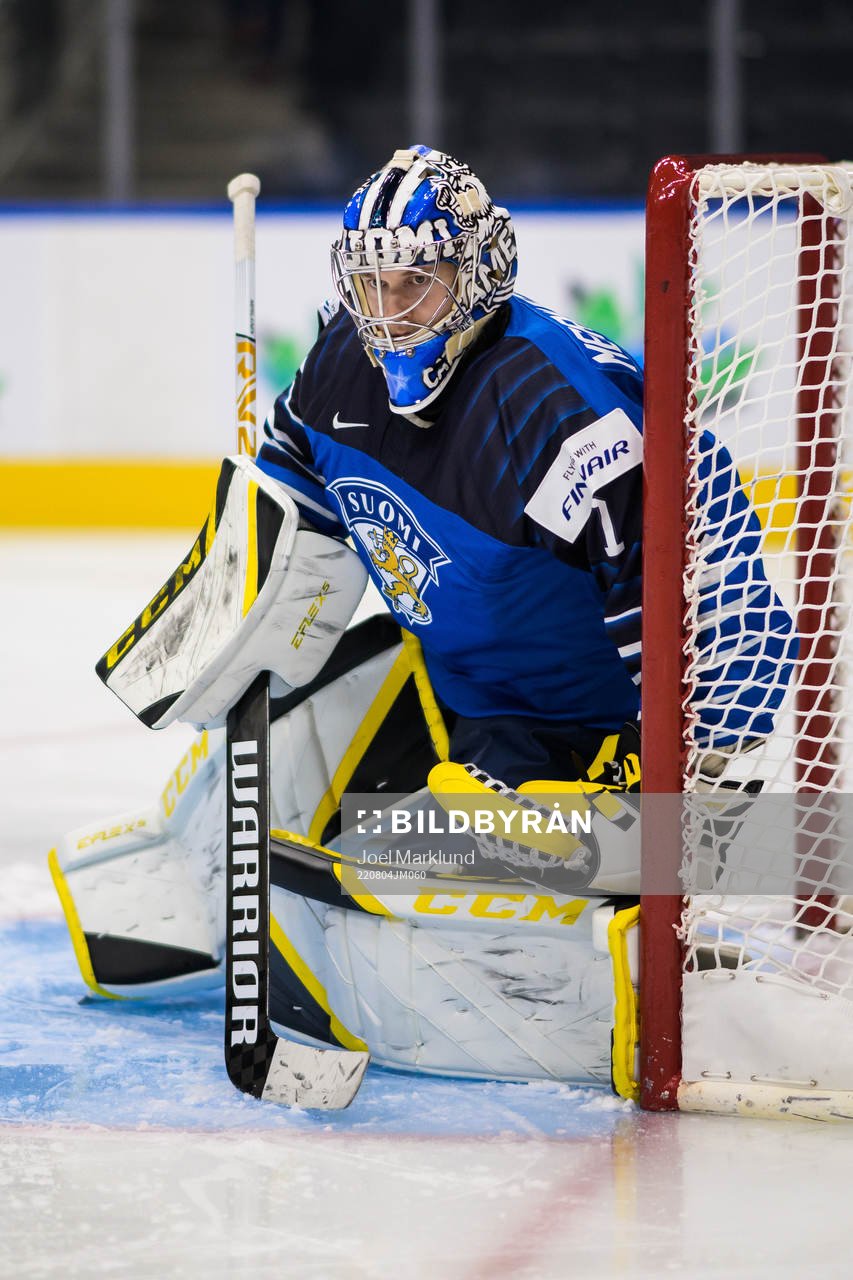Goaltender Leevi Meriläinen of Finland