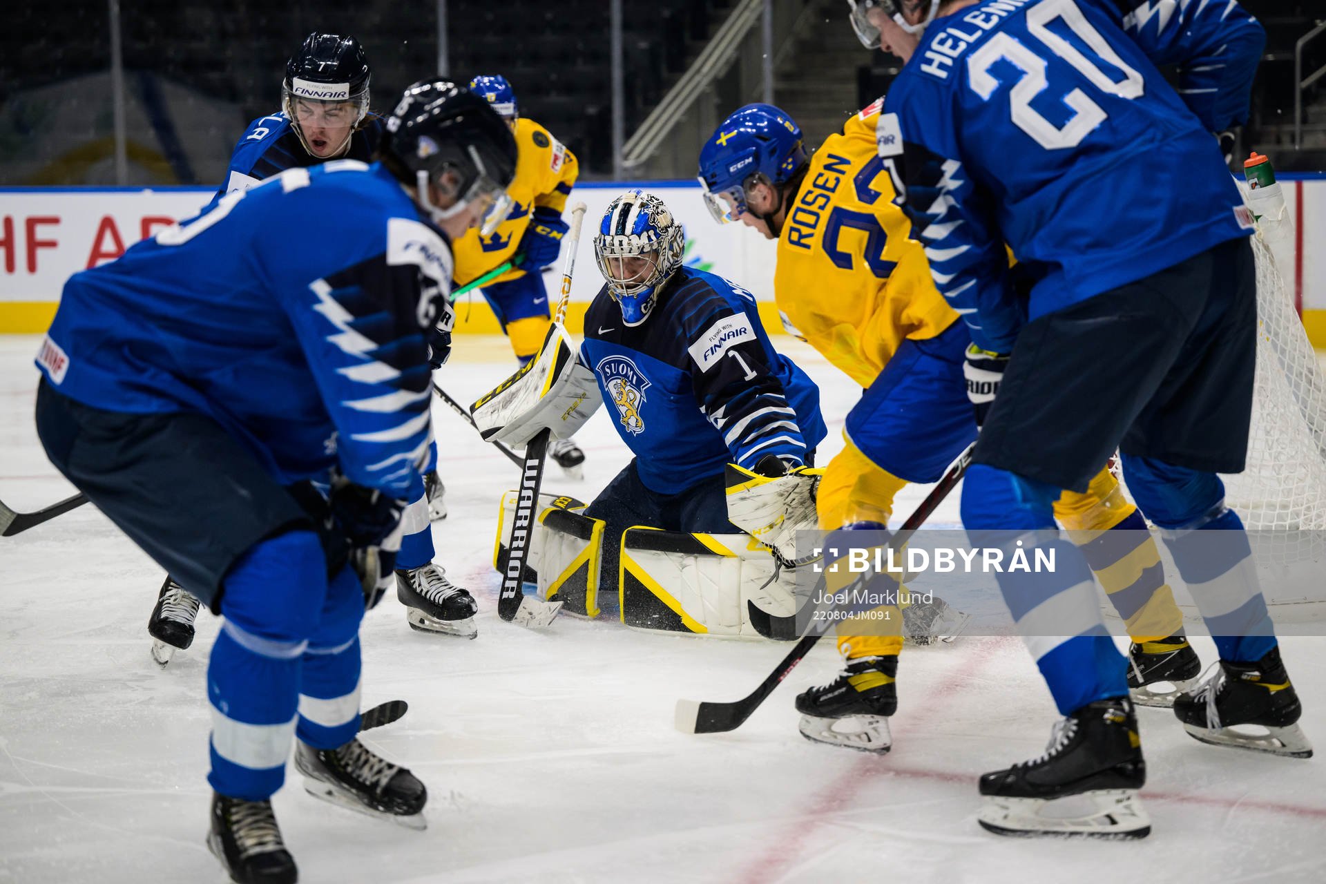 Goaltender Leevi Meriläinen of Finland