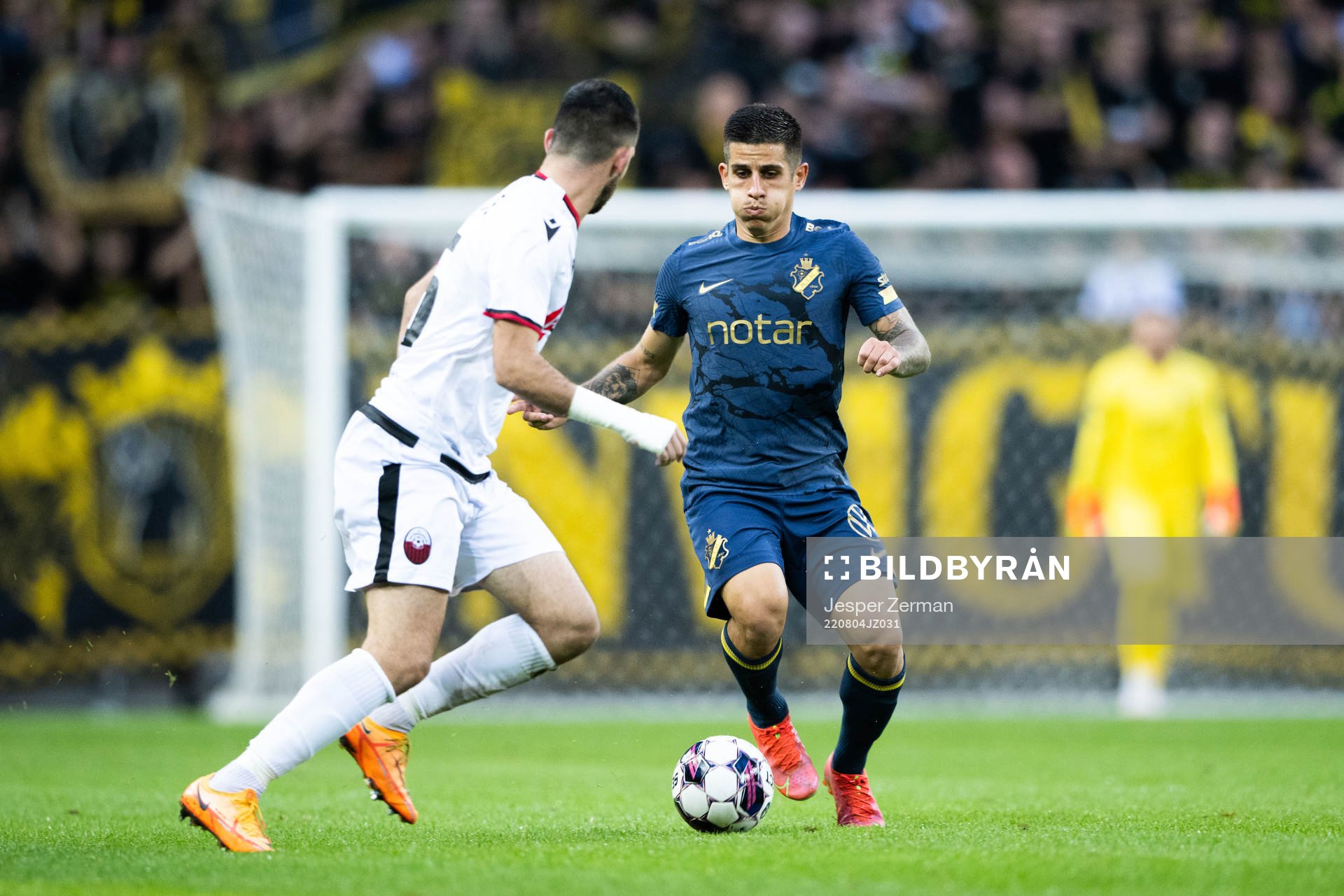 Nicolas Stefanelli of AIK during the UEFA Conference League qualification match between AIK and KF Shkendija on August 4, 2022 in Stockholm. 