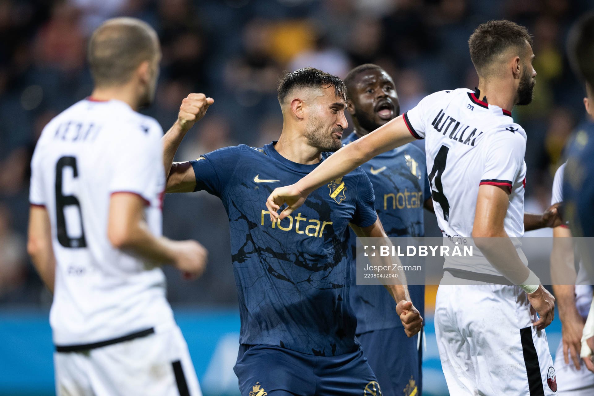 Sotirios Papagiannopoulos of AIK reacts