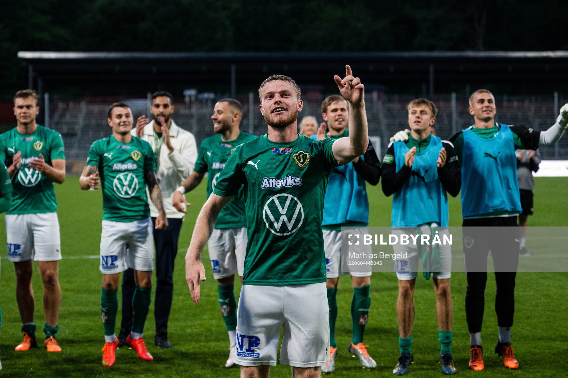 Jönköpings Södras Daniel Ljung jublar efter fotbollsmatchen i Superettan mellan Jönköpings Södra och Västerås SK den 4 augusti 2022 i Jönköping.