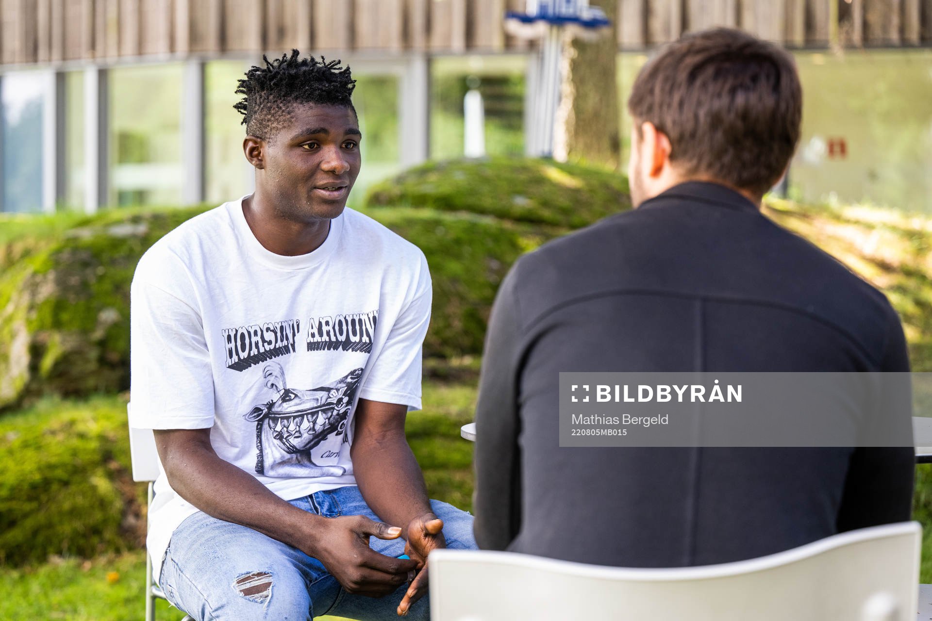 IFK Göteborgs Saidu Salisu intervjuas av Göteborgs Postens Karl Sundström den 5 augusti 2022 i Göteborg. 