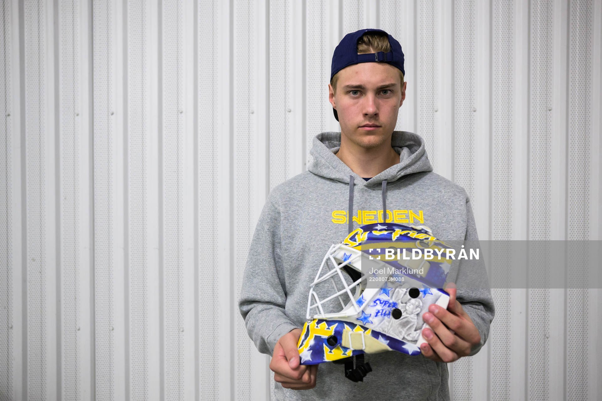 Goaltender Calle Clang of the Swedish under-20 national ice