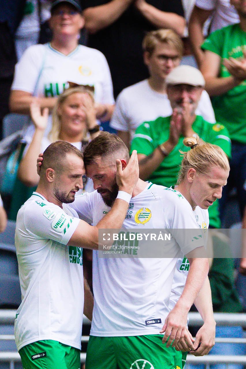 Hammarbys Veton Berisha jublar med Mads Fenger