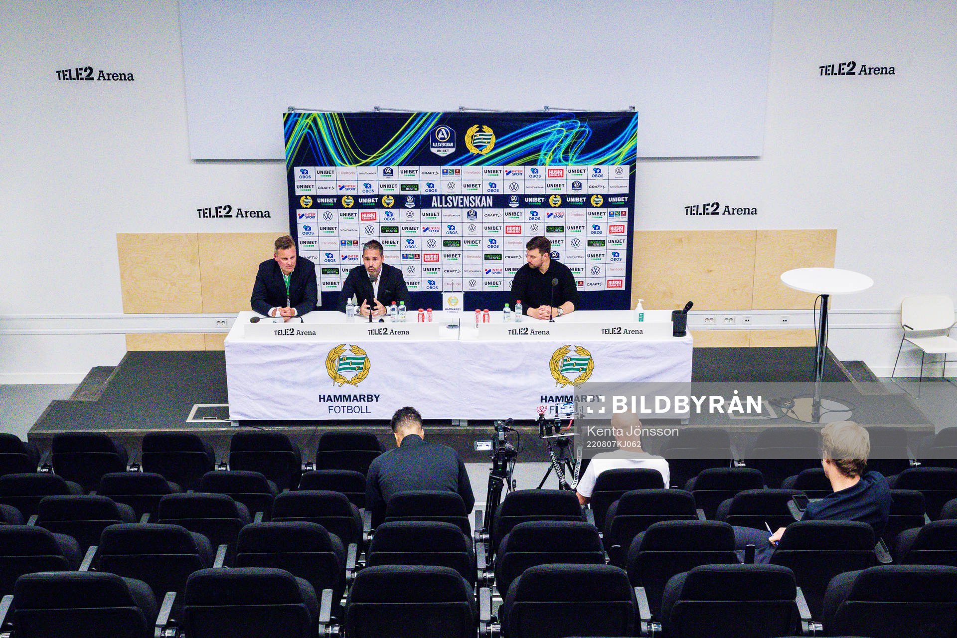 Presskonferensen med Hammarbys tränare Martí Cifuentes och Sundsvalls tränare Brian Clarhaut efter fotbollsmatchen i Allsvenskan mellan Hammarby och GIF Sundsvall den 7 augusti 2022 i Stockholm.
