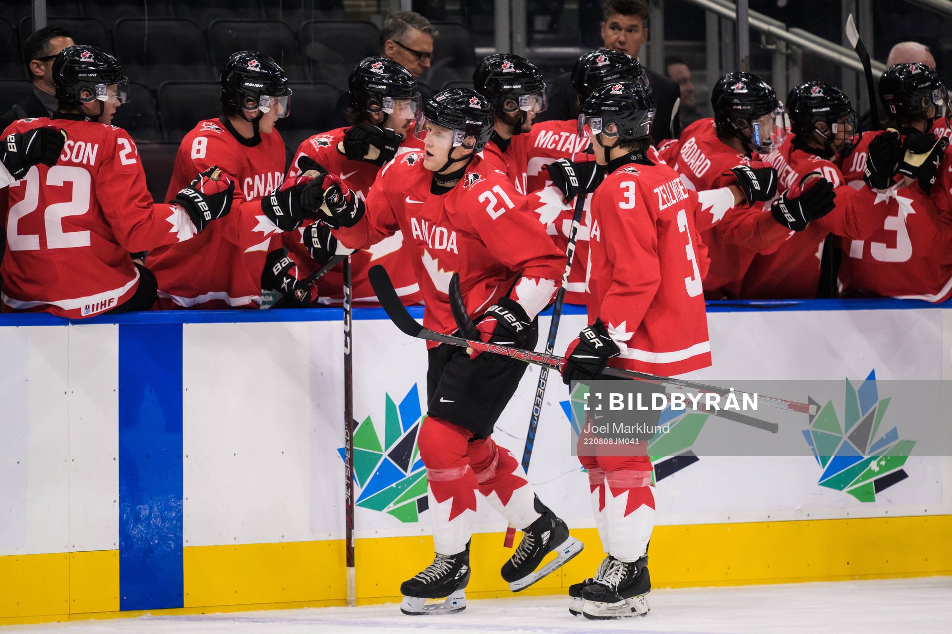 Nathan Gaucher of Canada celebrates the 1-0 goal