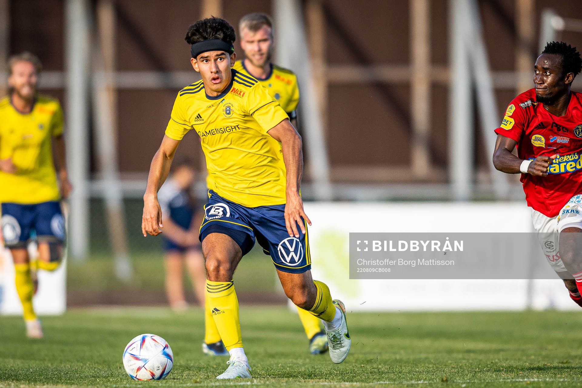 Ängelholms Victor Göransson under fotbollsmatchen i Ettan södra mellan Ängelholm och Falkenberg den 9 augusti 2022 i Ängelholm.