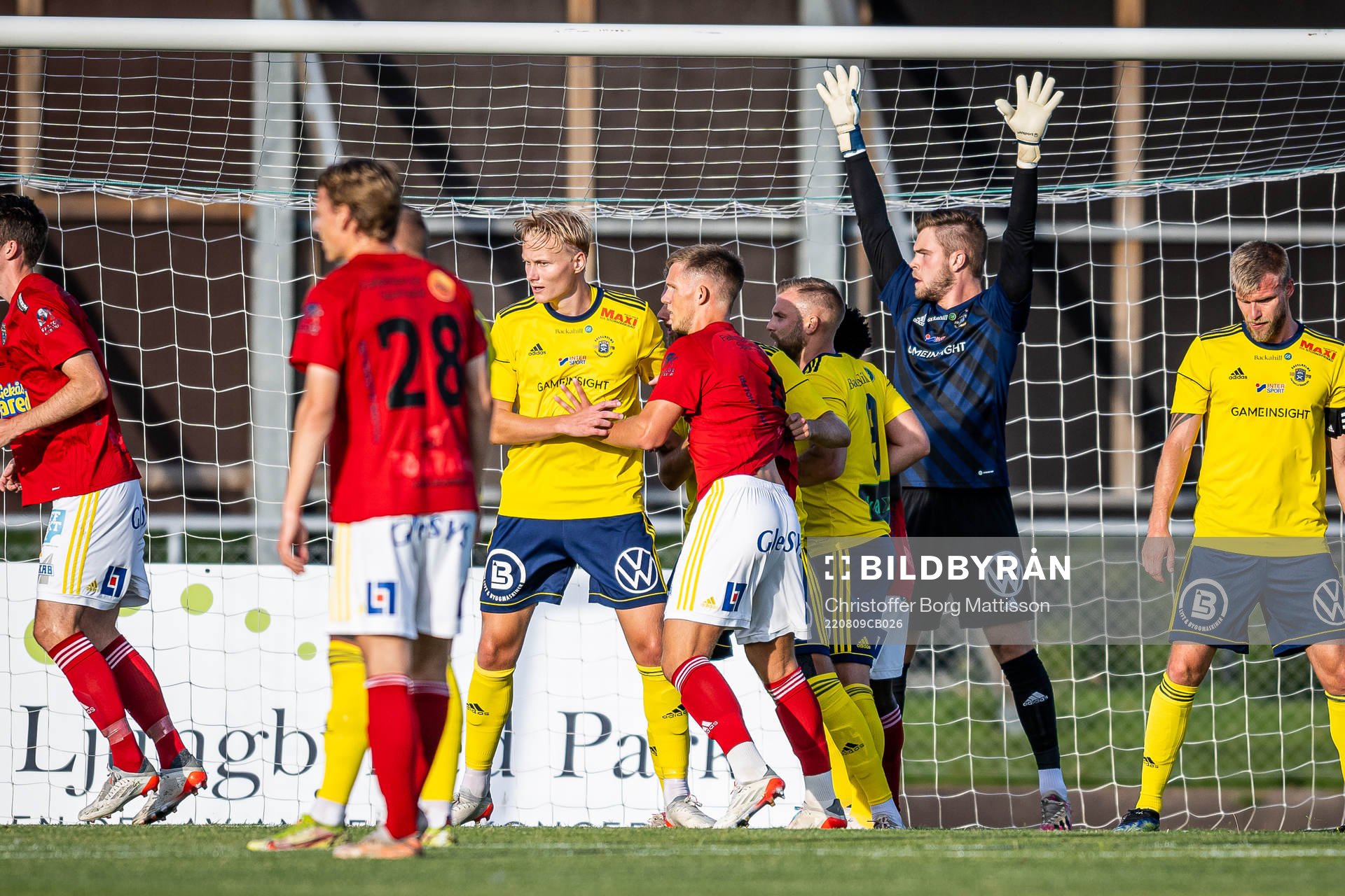 Ängelholms målvakt Robin Streifert under fotbollsmatchen i Ettan södra mellan Ängelholm och Falkenberg den 9 augusti 2022 i Ängelholm.