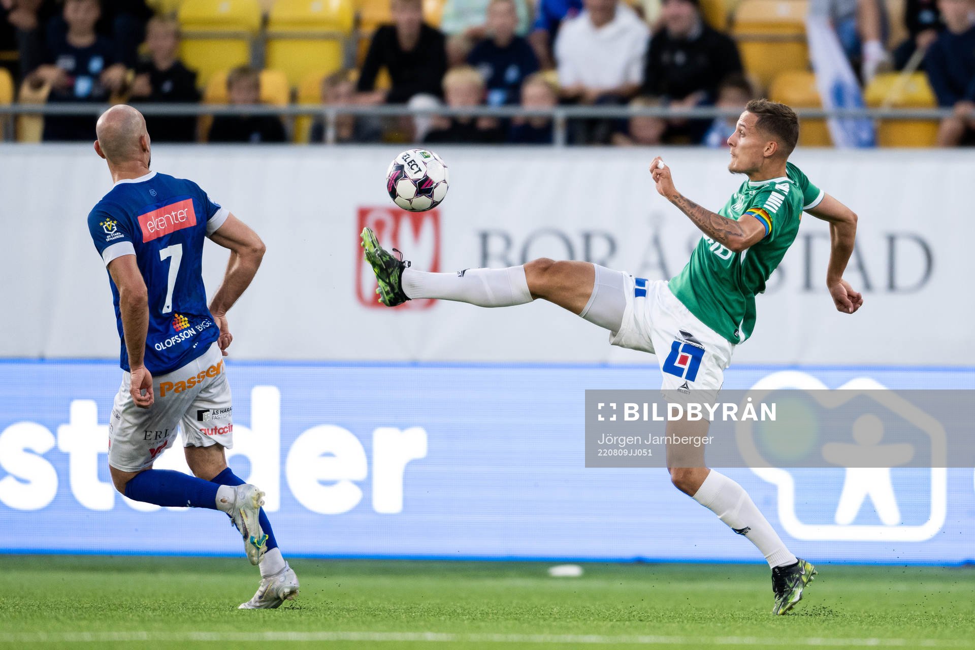 Brages Pontus Rödin under fotbollsmatchen i Superettan mellan Norrby och Brage den 9 augusti 2022 i Borås. 