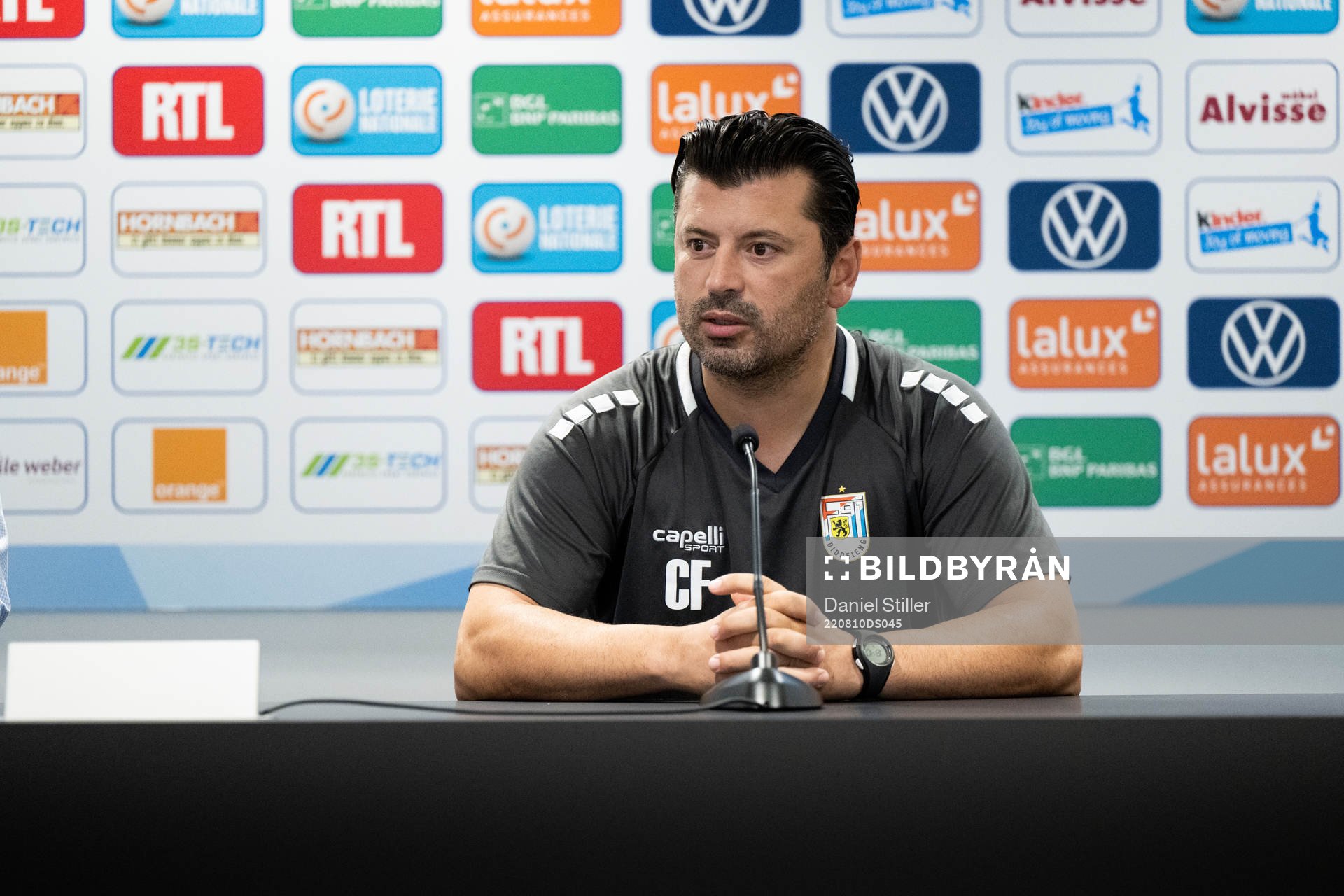 Head coach Carlos Fanguerio of Diddeleng during a press meeting on August 10, 2022 in Luxembourg. 