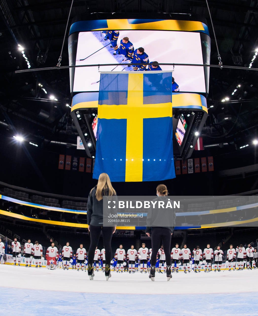 The Swedish flag is being raised