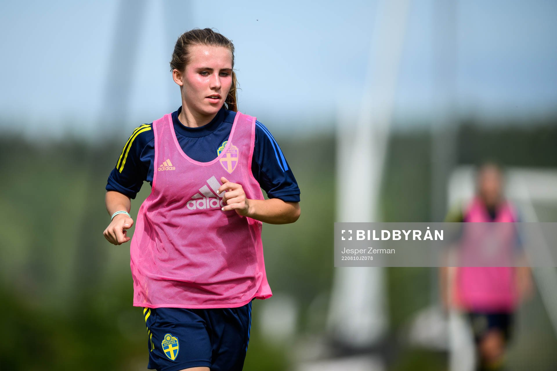 Nathalie Staaf under en träning med det svenska F15-landslaget i fotboll den 10 augusti 2022 i Stockholm. 