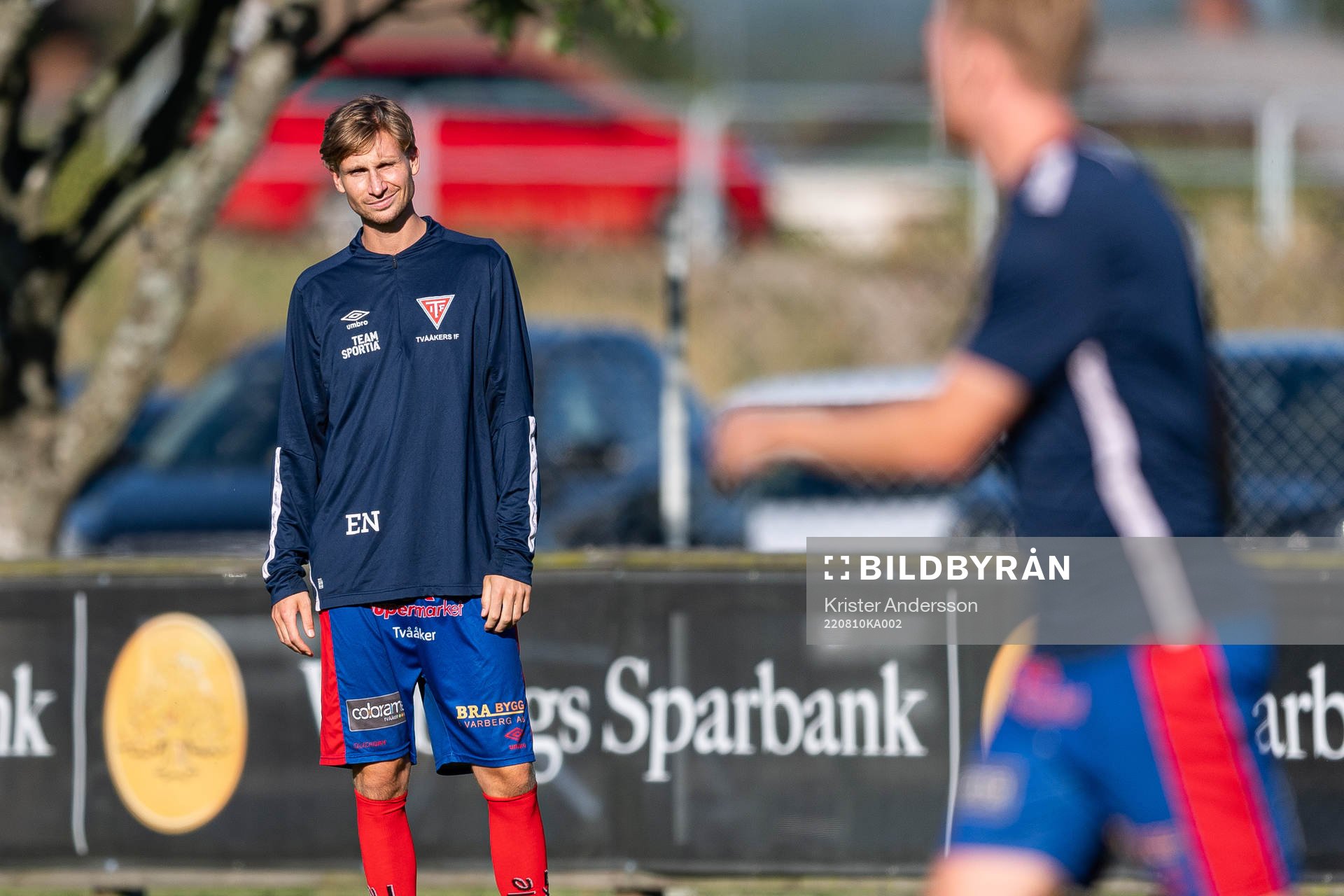 Tvååkers Eric Nilsson före fotbollsmatchen i Ettan
