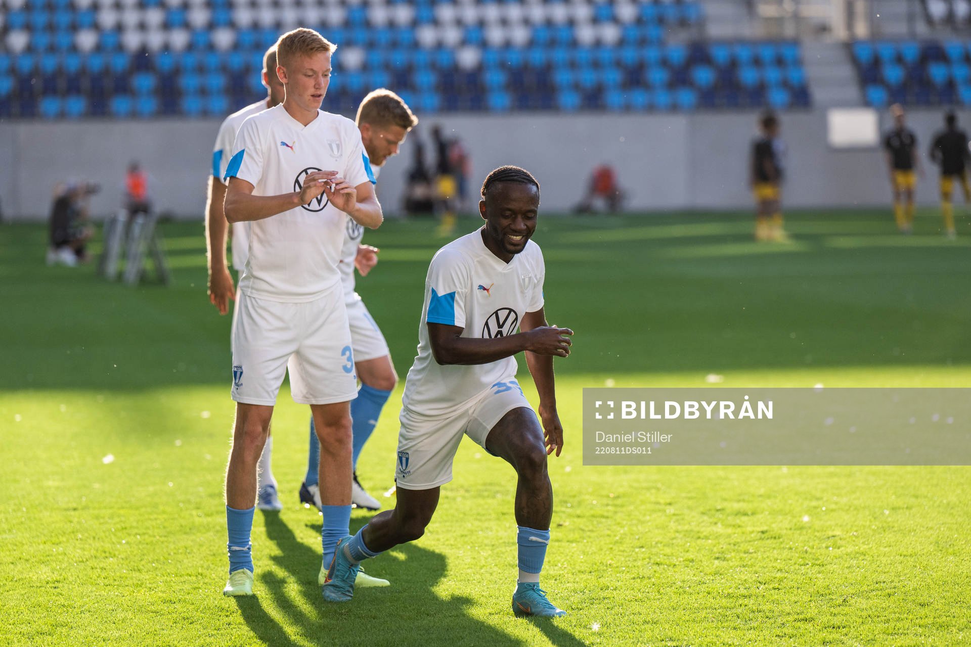 Hugo Larsson and Mohamed Buya Turay of Malmö FF
