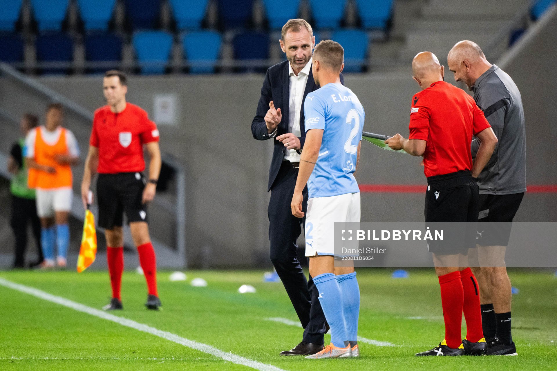 Coach Andreas Georgson and Eric Larsson of Malmö FF