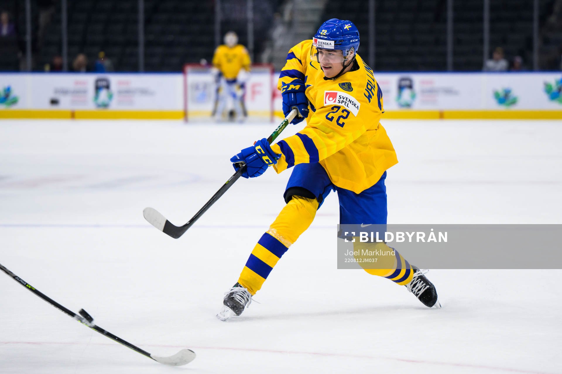 William Wallinder of Sweden shoots the puck