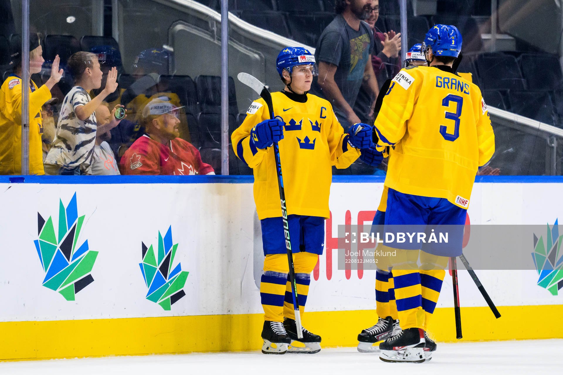 Emil Andrae and Helge Grans of Sweden celebrate