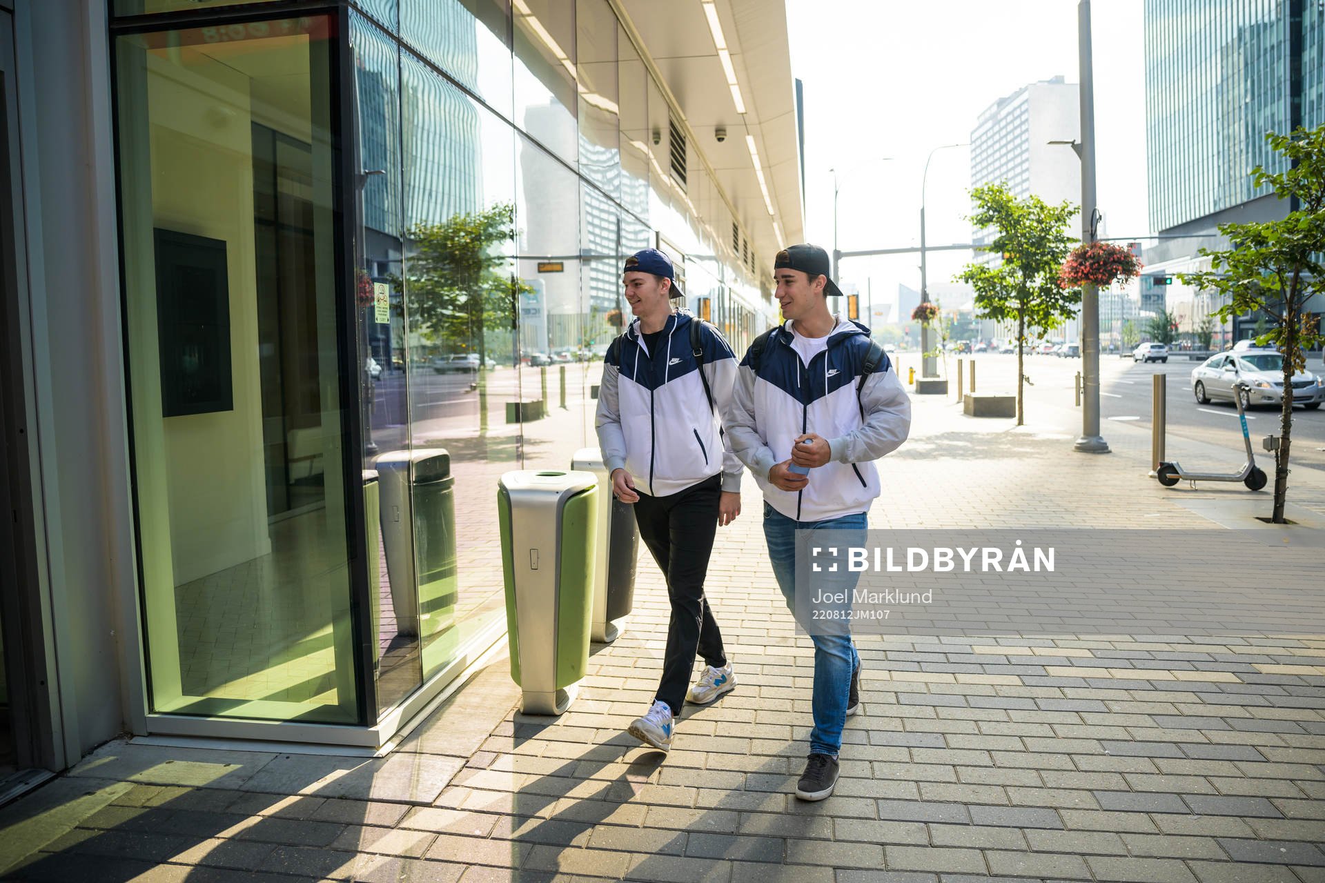Helge Grans and Daniel Torgersson of Sweden arrive to the
