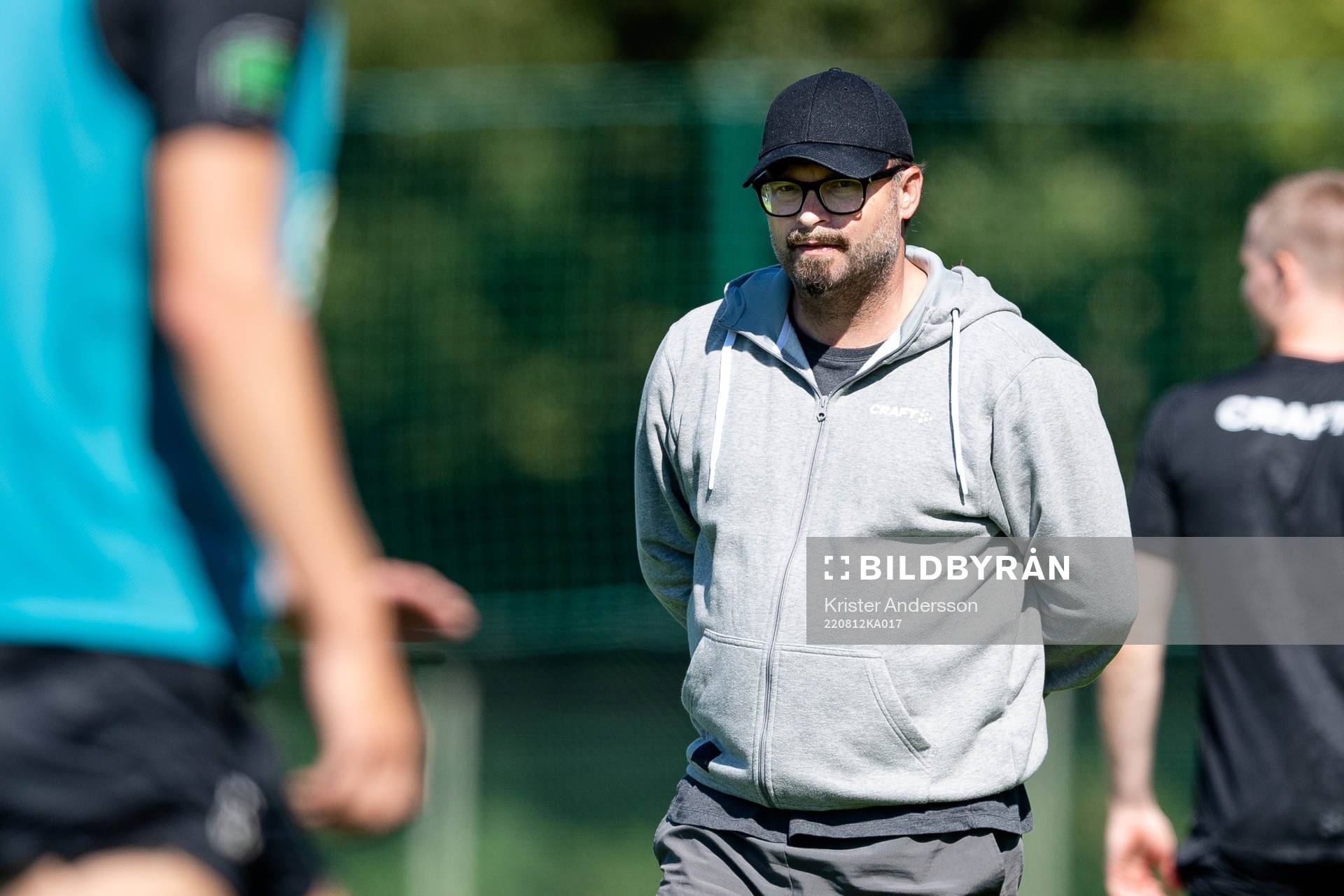 Varbergs tränare Joakim Persson under en träning med Varberg den 12 augusti 2022 i Varberg. 