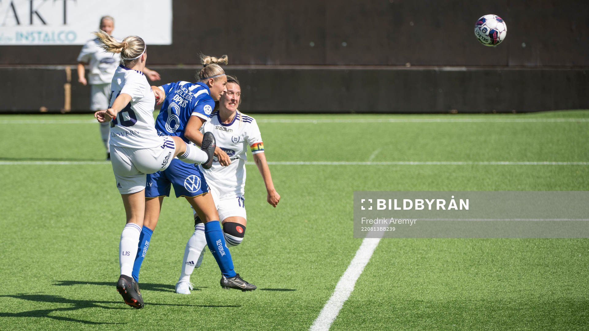 IFK Göteborgs Filippa Hopkins gör 5-0 och därmed sitt hundrade mål för IFK Göteborg under fotbollsmatchen i damernas Division två Nordvästra Götaland mellan IFK Göteborg och Lerums den 13 augusti 2022 i Göteborg.