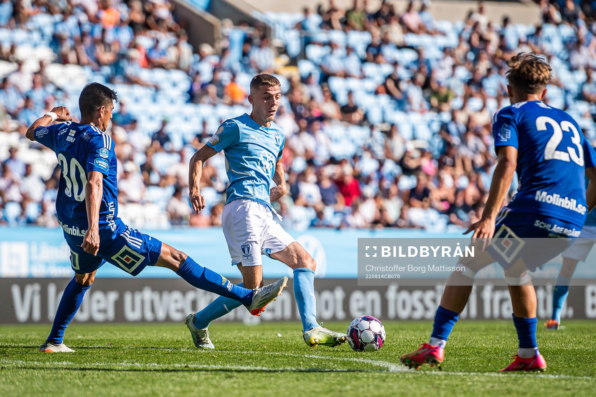 Malmö FFs Patriot Sejdiu under fotbollsmatchen i Allsvenskan mellan Malmö FF och GIF Sundsvall den 14 augusti 2022 i Malmö. 