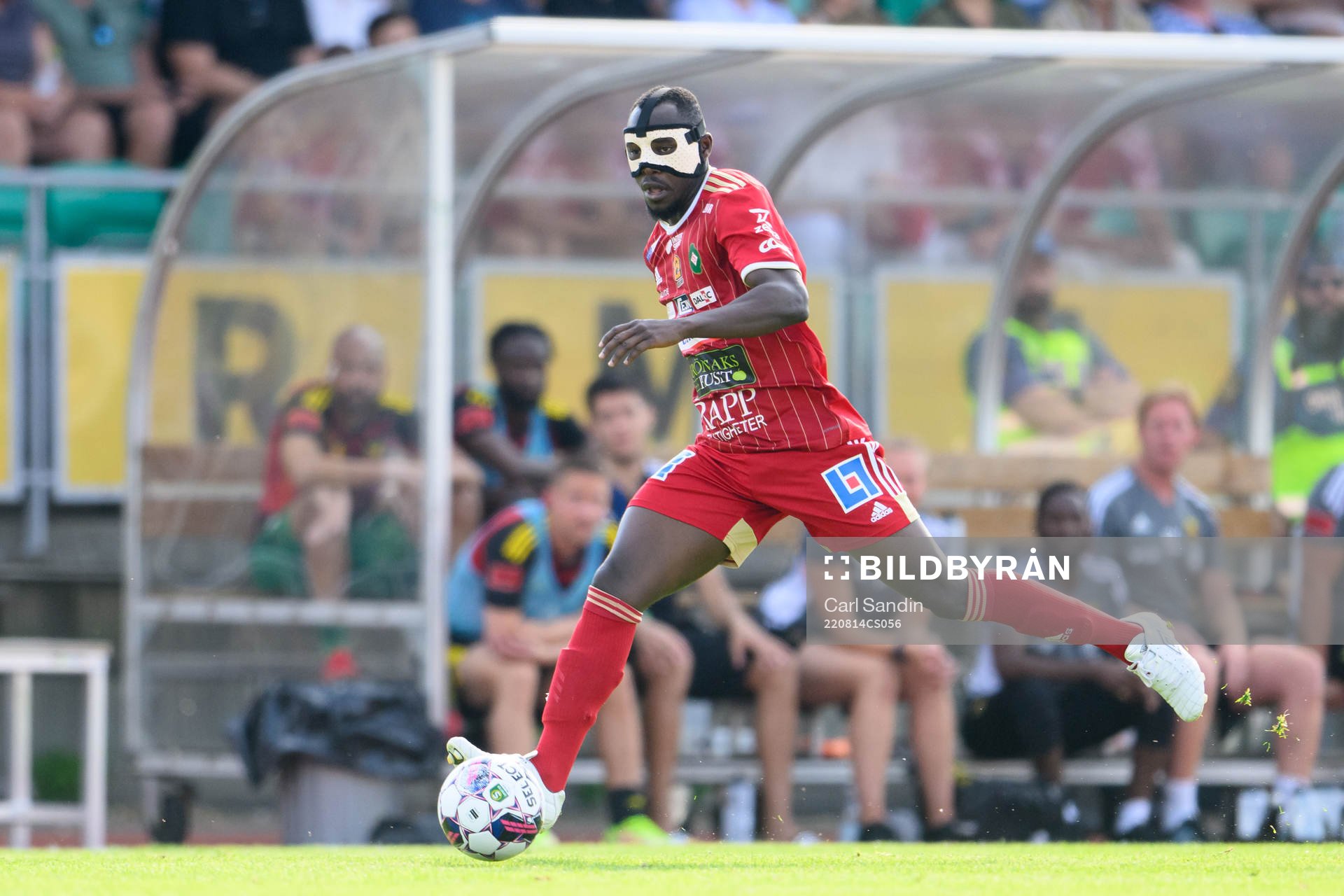 Skövde AIKs Prince Isaac Kouame under fotbollsmatchen i Superettan mellan Skövde AIK och Östersund den 14 augusti 2022 i Skövde. 