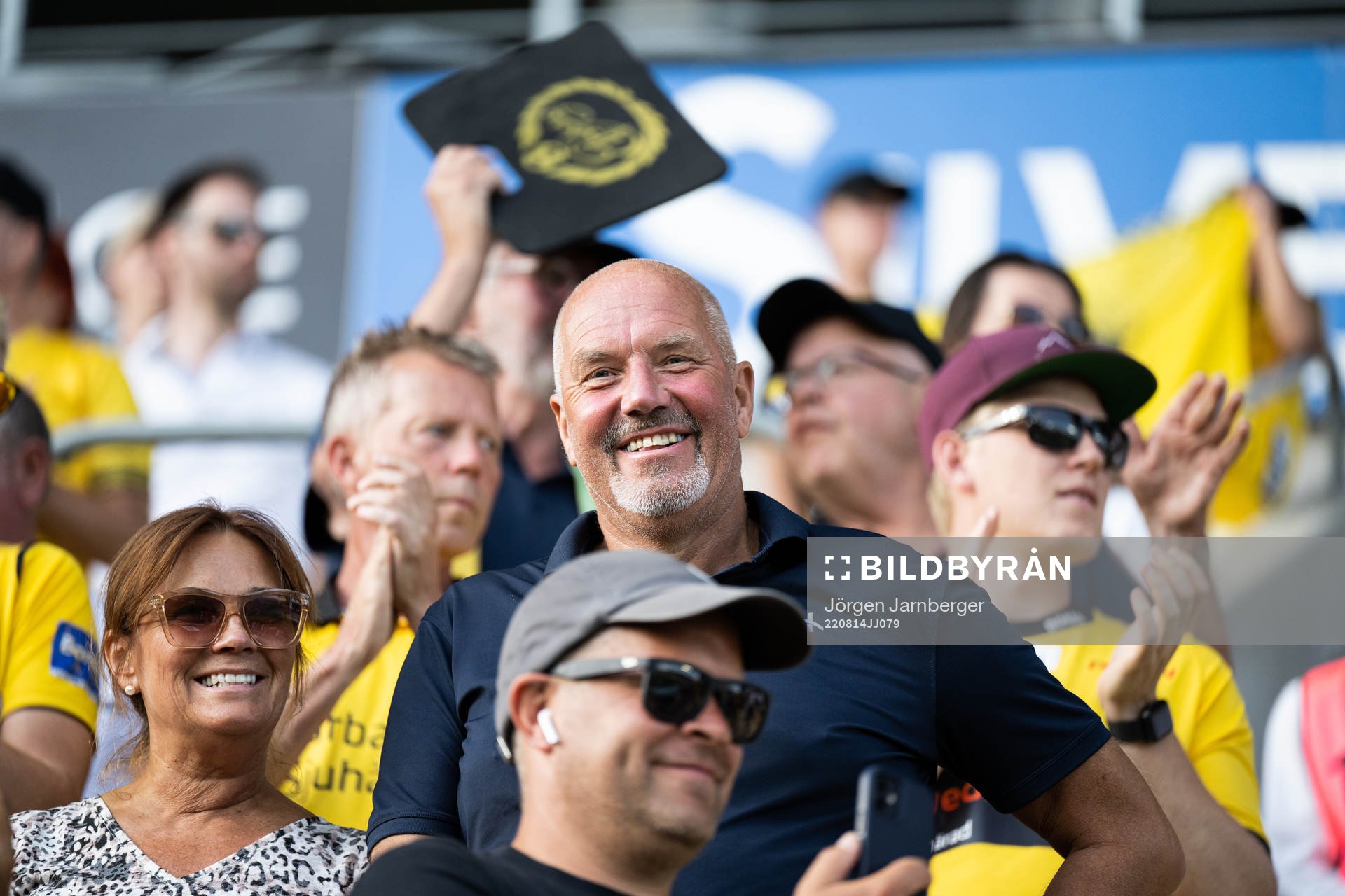 Elfsborgs förre målvaktstränare Gert Hansen på läktaren under fotbollsmatchen i Allsvenskan mellan Elfsborg och IFK Norrköping den 14 augusti 2022 i Borås.