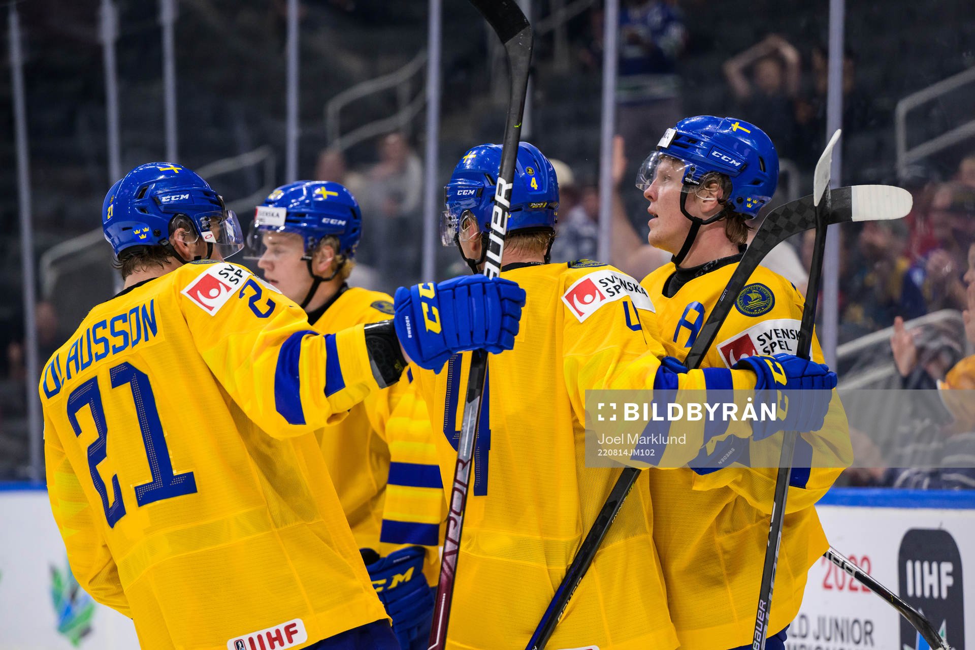 Åke Stakkestad of Sweden celebrates with teammates