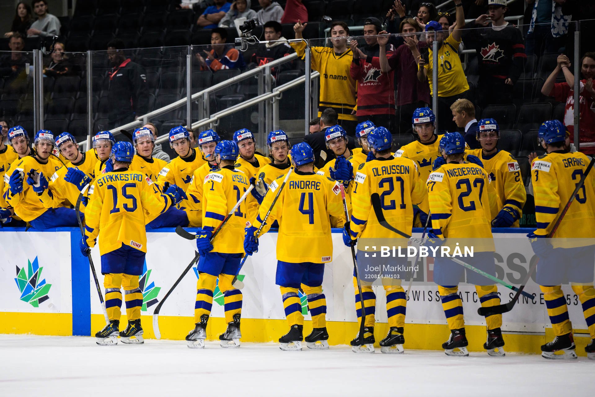 Åke Stakkestad of Sweden celebrates with teammates