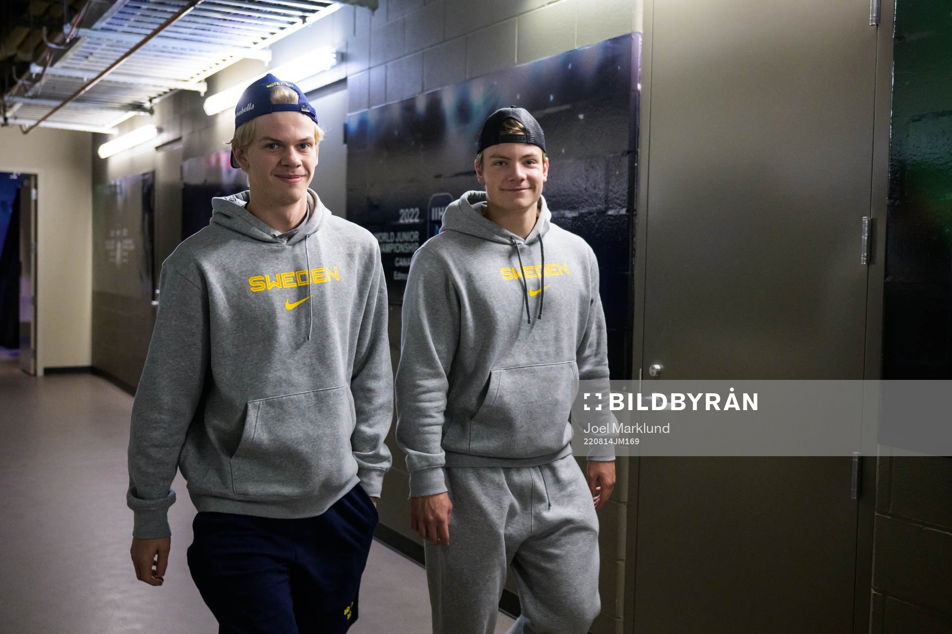 Albert Sjöberg and Victor Stjernborg of Sweden arrive to