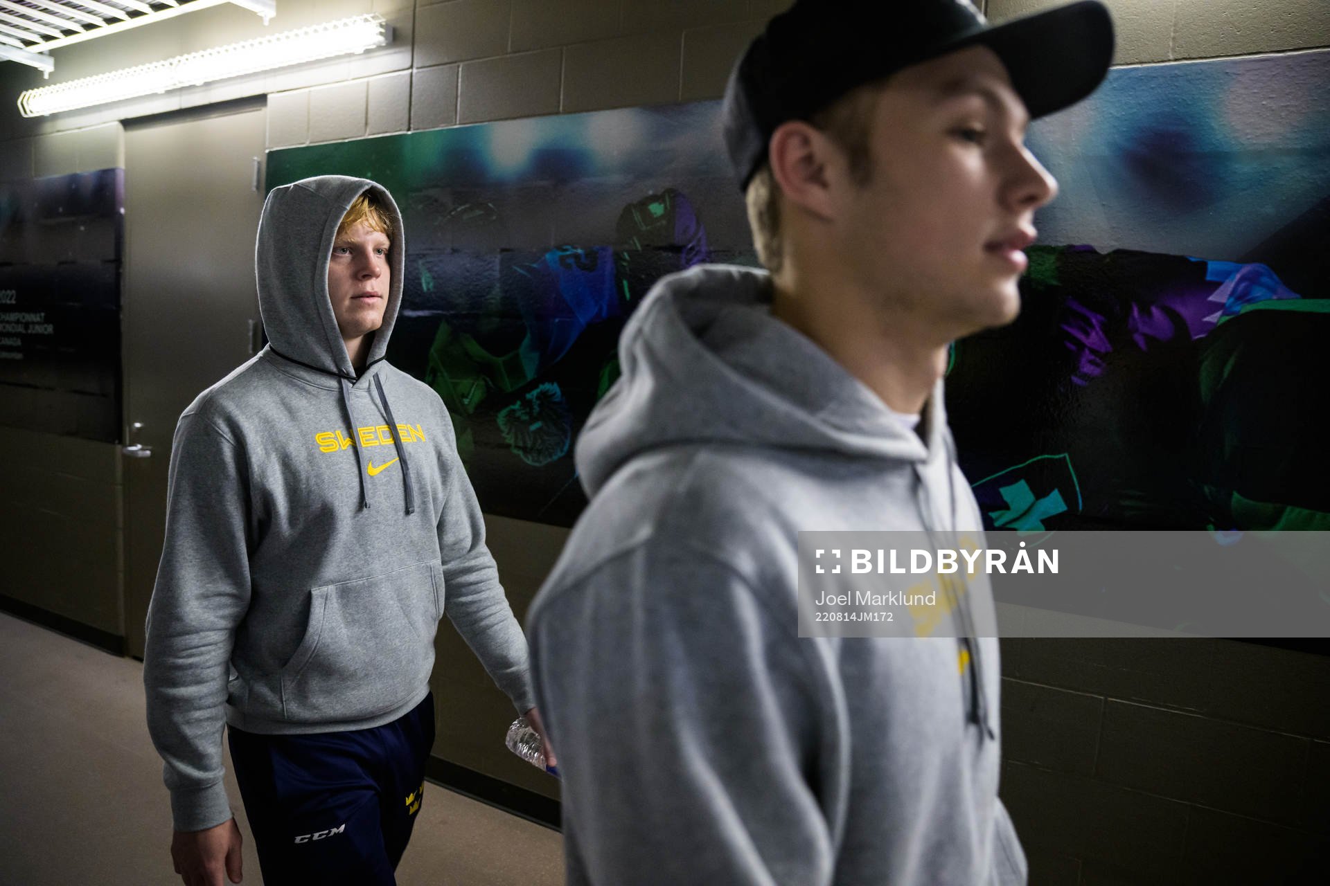 Åke Stakkestad and Fabian Lysell of Sweden arrive to the