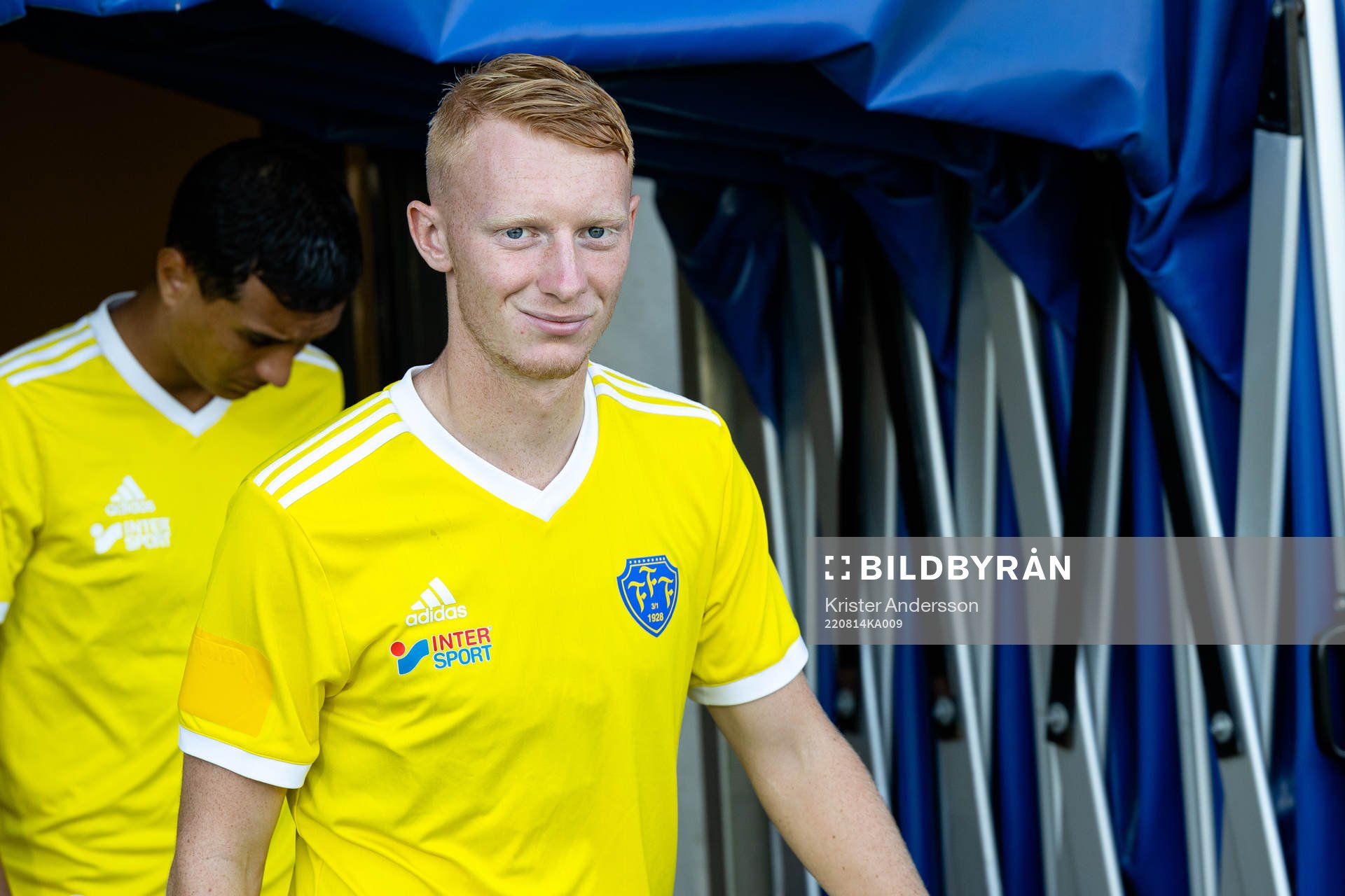 Falkenbergs Wilhelm Ärlig före fotbollsmatchen i Ettan