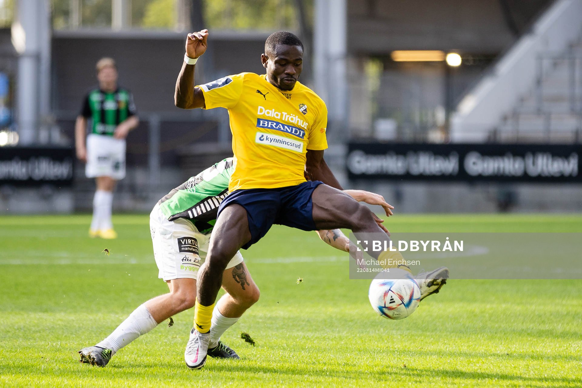 Ljungskiles Uba Charles Nwokoma under fotbollsmatchen i Ettan södra mellan GAIS och Ljungskile den 14 augusti 2022 i Göteborg. 