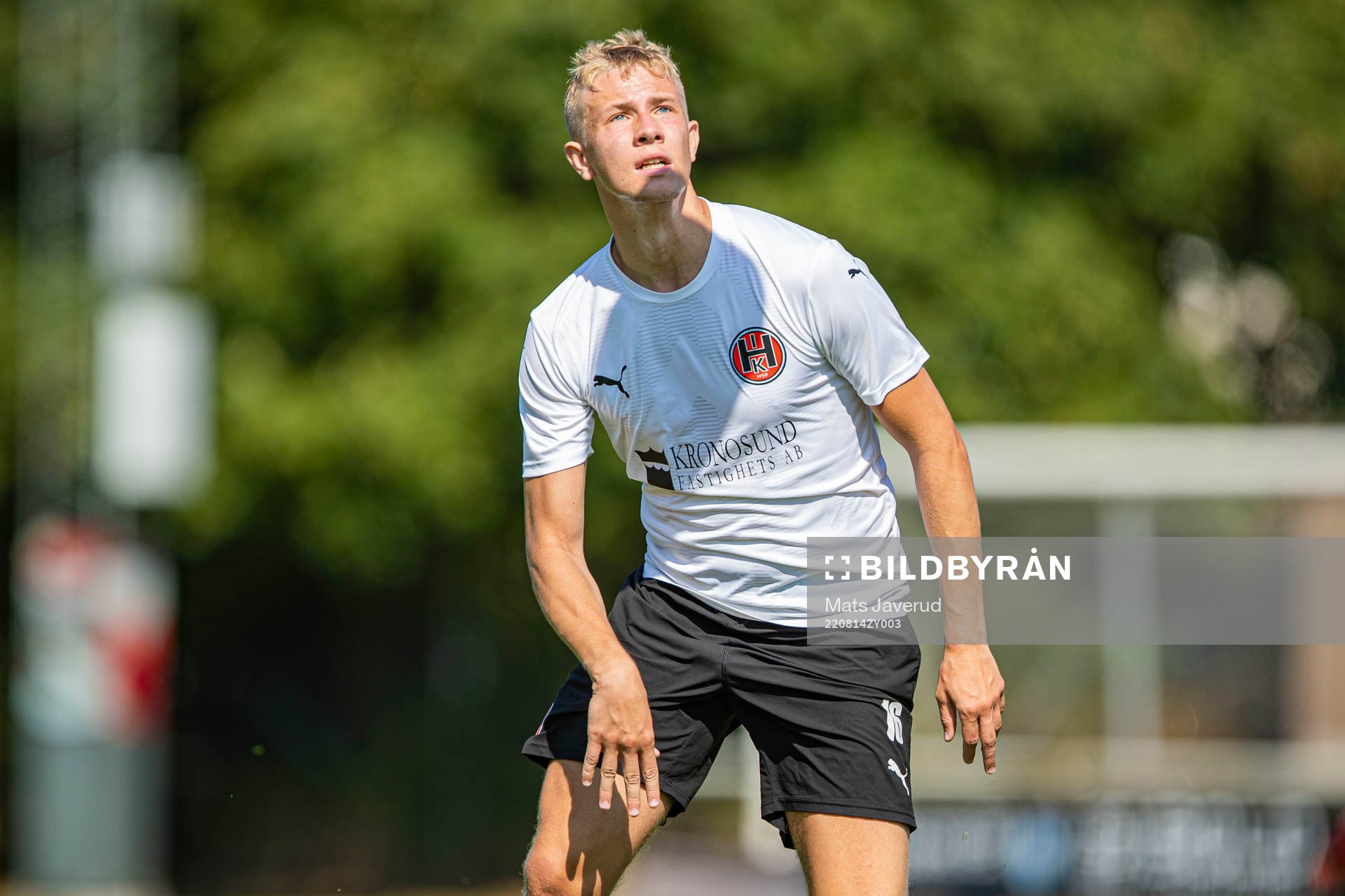 Hittarps Tim Amilon Persson under fotbollsmatchen i Division 2 Västra Götaland mellan Hittarp och Eskilsminne den 14 augusti 2022 i Helsingborg.