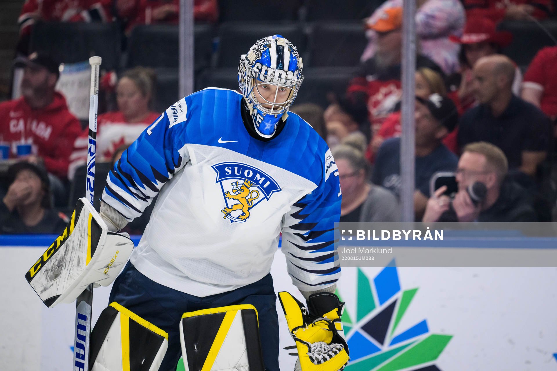 Goaltender Leevi Meriläinen of Finland