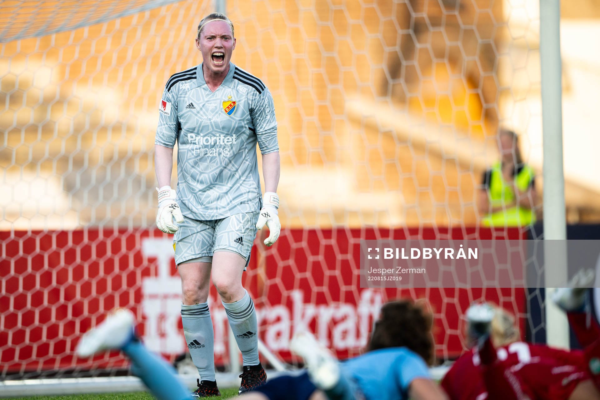 Djurgårdens målvakt Hedvig Lindahl under fotbollsmatchen i Damallsvenskan mellan Djurgården och Linköping den 15 augusti 2022 i Stockholm. 