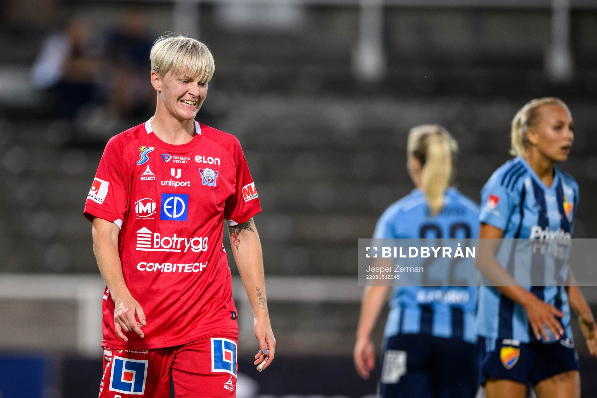 Linköpings Nilla Fischer under fotbollsmatchen i Damallsvenskan mellan Djurgården och Linköping den 15 augusti 2022 i Stockholm. 