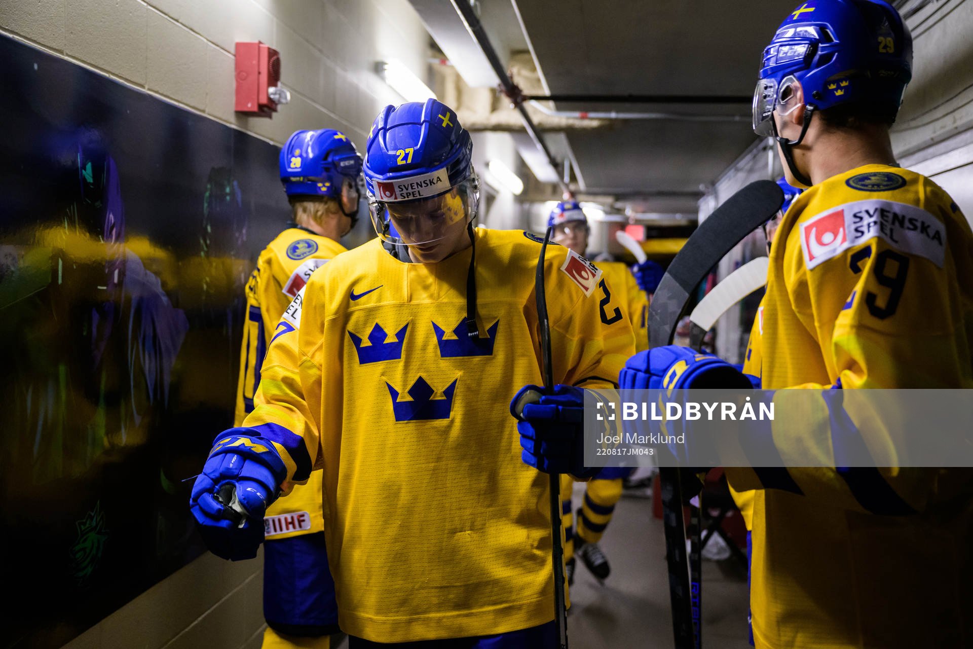 Theodor Niederbach of Sweden waiting to walk out to the ice
